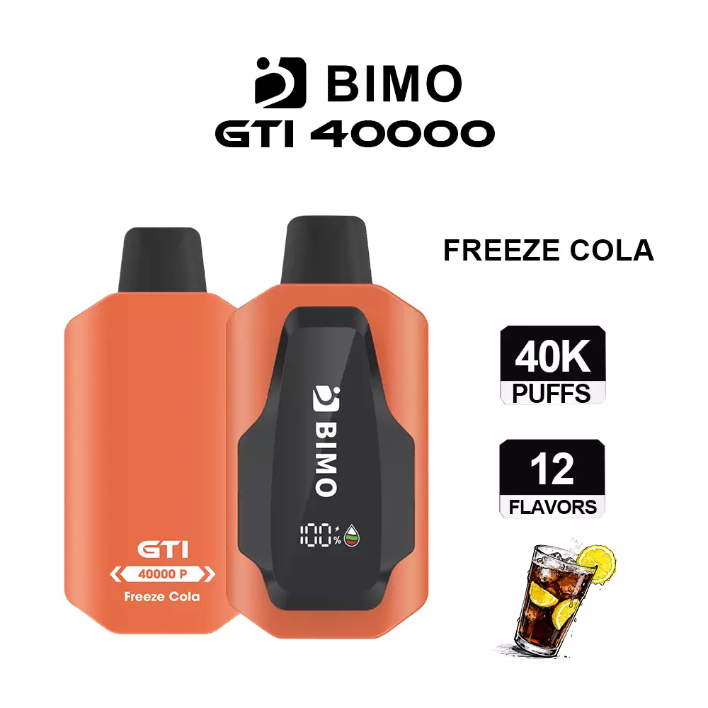Next-Gen Lifespan Meets Effervescent Soda Chill: The BIMO GTI 40000 Puffs in Freeze Cola, equipped with a comprehensive tracking dashboard, available at Vapelink Aus.