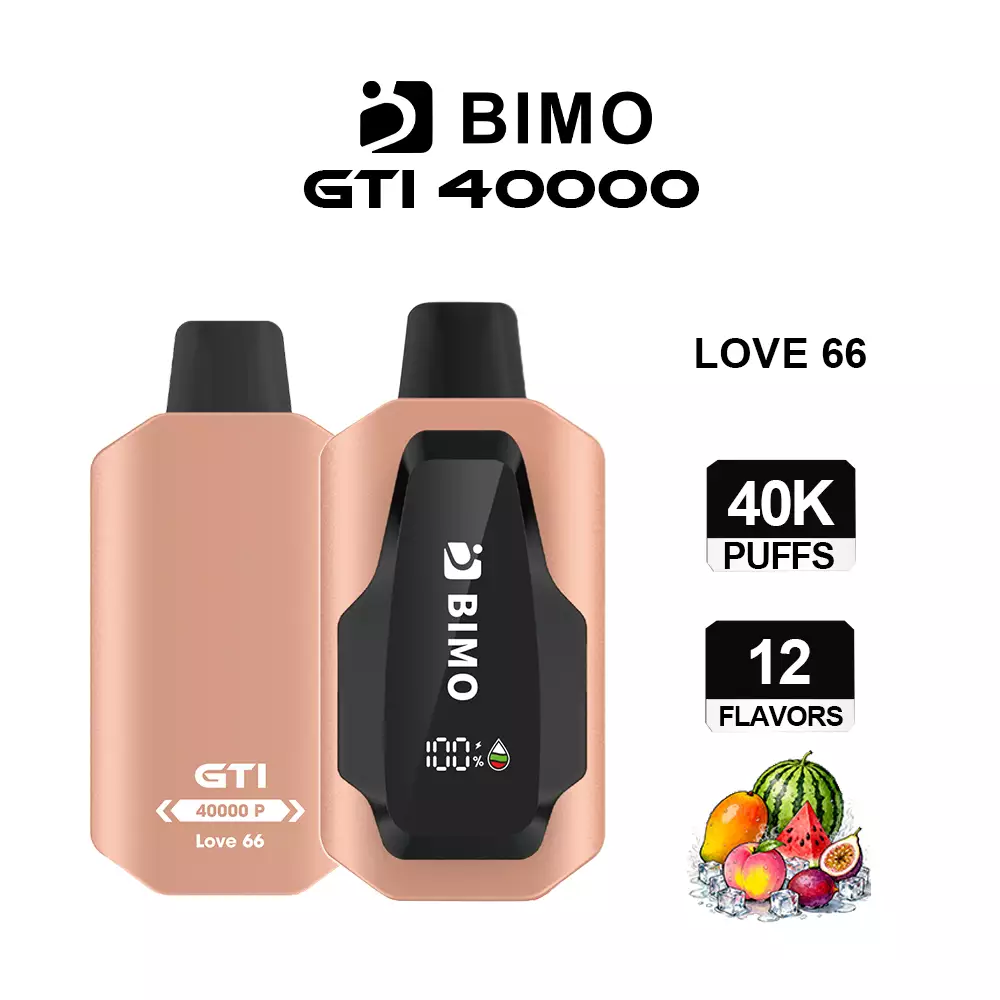 Next-Gen Lifespan Meets Iconic Shisha Flavor: The BIMO GTI 40000 Puffs in Love 66, equipped with a comprehensive tracking dashboard, available at Vapelink Aus.