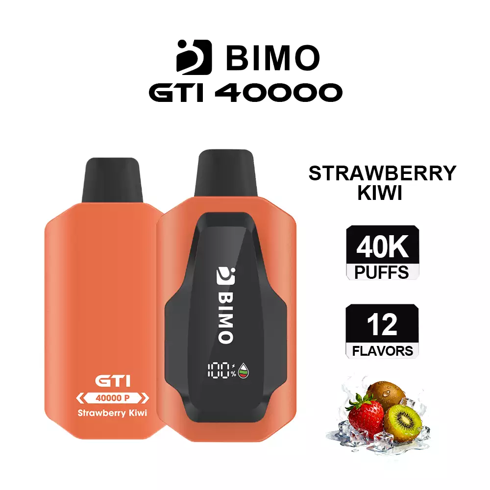 Next-Gen Lifespan Meets Perfect Fruit Harmony: The BIMO GTI 40000 Puffs in Strawberry Kiwi, equipped with a comprehensive tracking dashboard, available at Vapelink Aus.