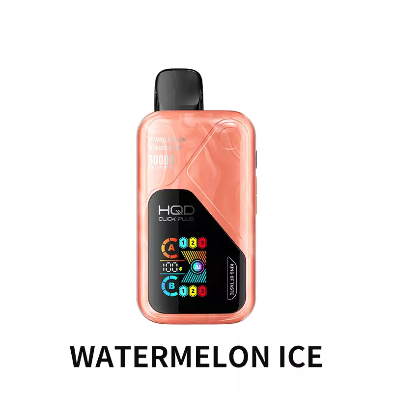 Revolutionary Dual-Tank Engineering Meets Frosty Summer Fruit: The ground-breaking HQD Click Plus 30000 in a chilled Watermelon Ice profile, available now at Vapelink Aus.