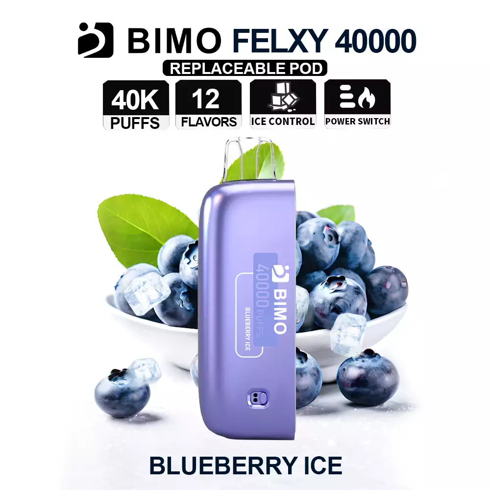 Next-Gen Longevity Meets Frost-Kissed Forest Fruits: The replacement BIMO Felxy 40000 Pod in Blueberry Ice, engineered for the Felxy smart ecosystem, available at Vapelink Aus.