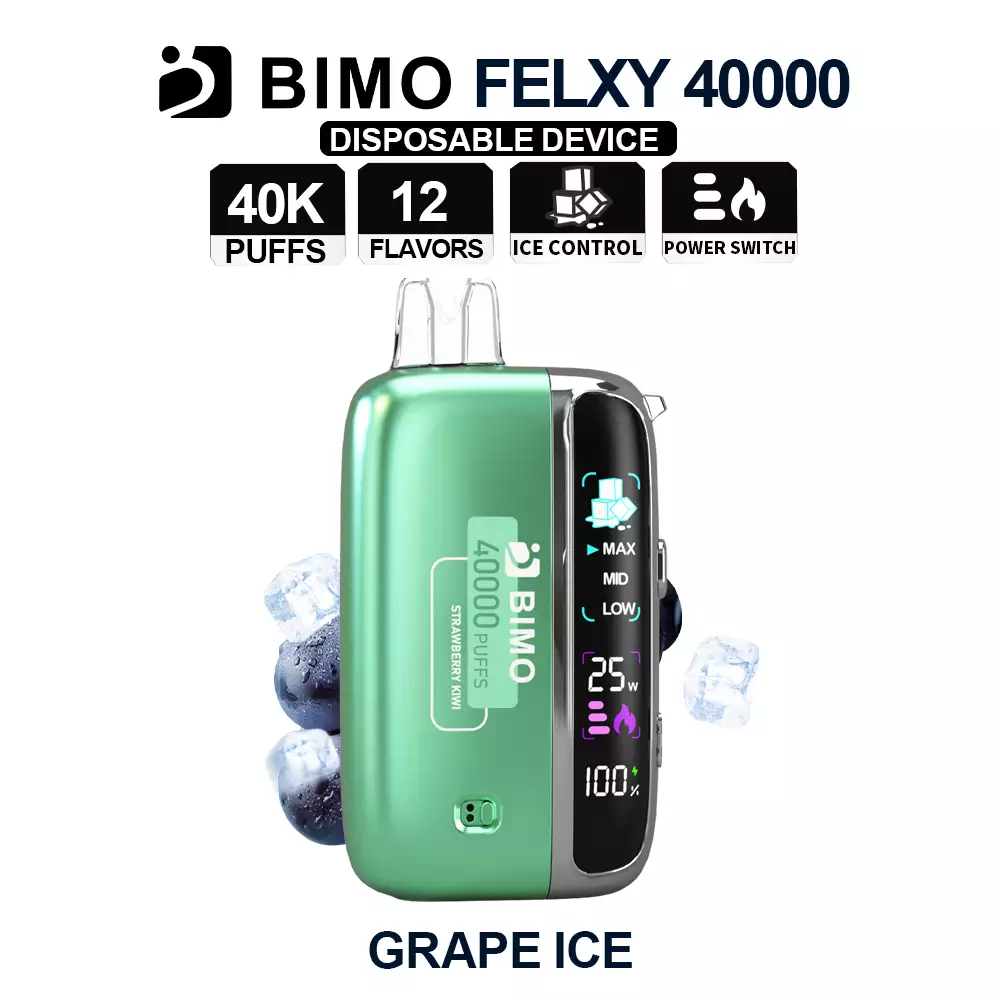 Next-Gen Lifespan Meets Sub-Zero Vineyard Freshness: The BIMO Felxy 40000 Kit in Grape Ice, equipped with a comprehensive tracking dashboard, available at Vapelink Aus.