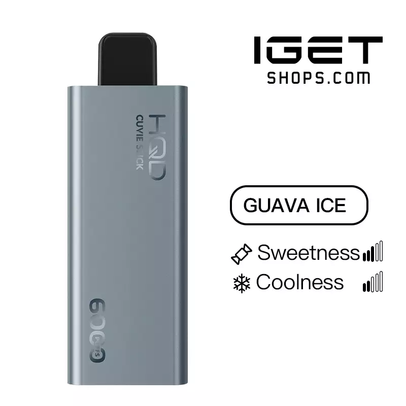 Sleek Matte Craftsmanship Meets Frosty Tropical Fruit: The premium HQD Cuvie Slick 6000 in the vibrant Guava Ice blend, available at Vapelink Aus.