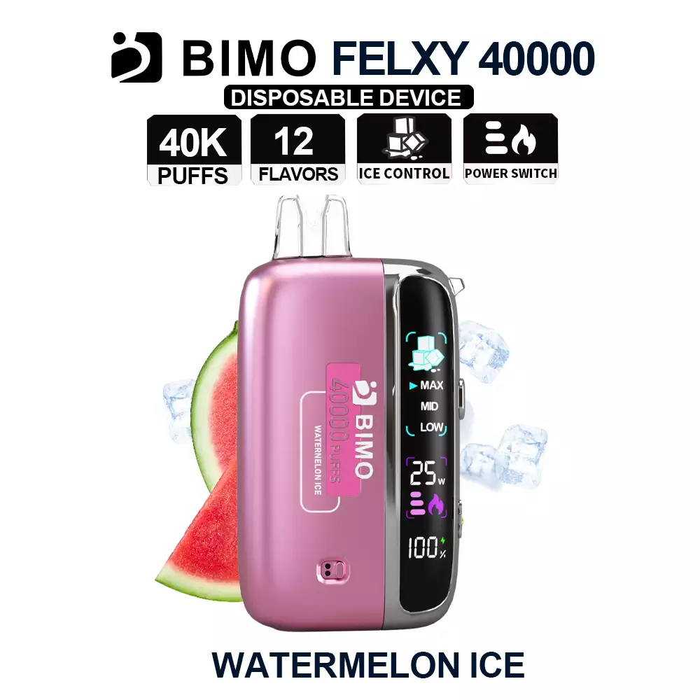 Next-Gen Lifespan Meets Sub-Zero Summer Melons: The BIMO Felxy 40000 Kit in Watermelon Ice, equipped with a comprehensive tracking dashboard, available at Vapelink Aus.