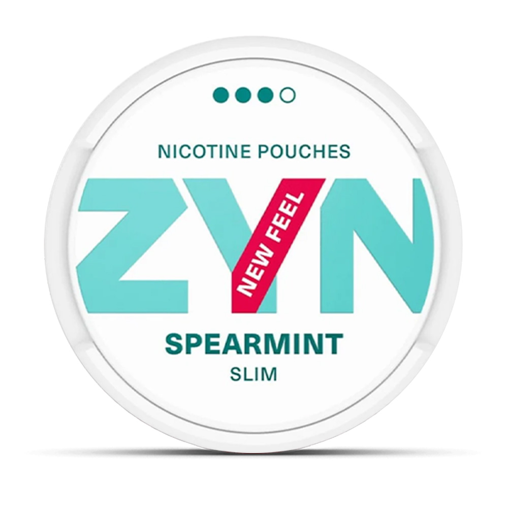 ZYN Spearmint 9mg: A sleek, pocket-sized canister of premium, tobacco-free nicotine pouches offering a crisp, refreshing herbal mint experience with total discretion.